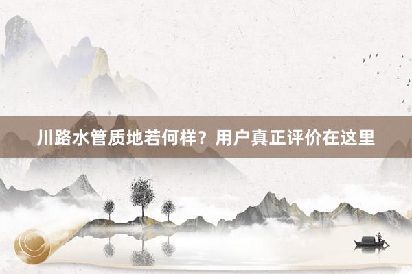 川路水管质地若何样？用户真正评价在这里